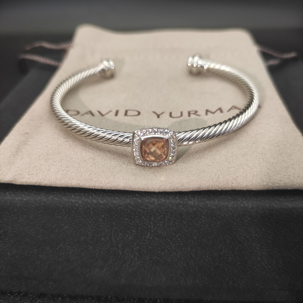 David Yurman 4mm square diamond button champagne diamond bracelet